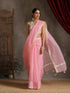 Blush Pink Kota Doria Saree with Border & Tassles